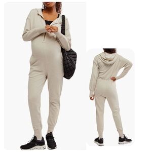 FP Movement X Hatch Warm Up Heather Grey Hooded Jumpsuit Size Small